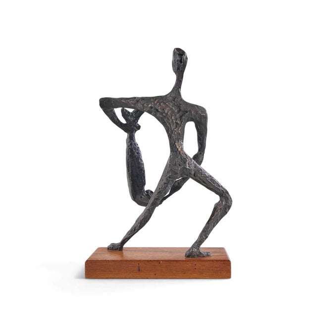 Simon Gordon Mid Century Brutalist Iron Sculpture Man With Fish For Sale - Image 4 of 10