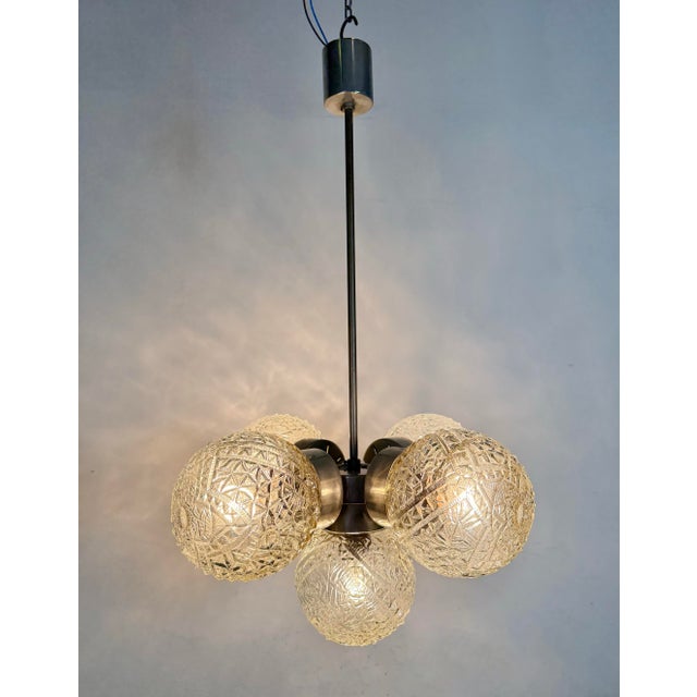 Vintage Cut Glass Chandelier from Kamenický Šenov, 1960s For Sale - Image 15 of 17