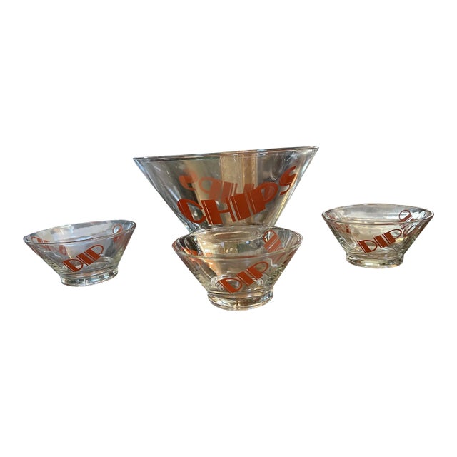 1970s Collection of Glass Chips and Dip Bowls- Set of 4 For Sale