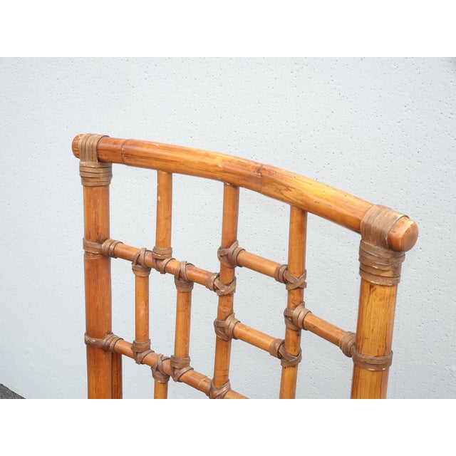 Wood Pair Vintage Baker Furniture Side Chairs ~ Chinoiserie Bamboo Cane Brown Chairs For Sale - Image 7 of 15