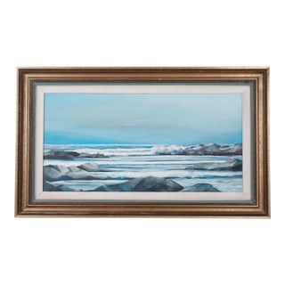 Charles H. Pabst Untitled Ocean Seascape One of a Kind Original Framed and Matted Painting in Very Good Overall Condition For Sale
