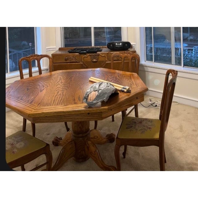 Late 20th Century ​Vintage 56" Octagonal Solid Oak 3-in-1 Multi-Game Table For Sale - Image 5 of 5