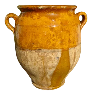 19th Century French Country Rustic Yellow Pot