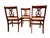 Beautiful mid-century lyre back mahogany dining chairs circa the 1940s. Classic brown, ivory and robin blue pinstripe...