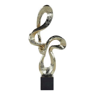 John Richard Recurvo Modern Abstract Gold Sculpture on Black Base For Sale
