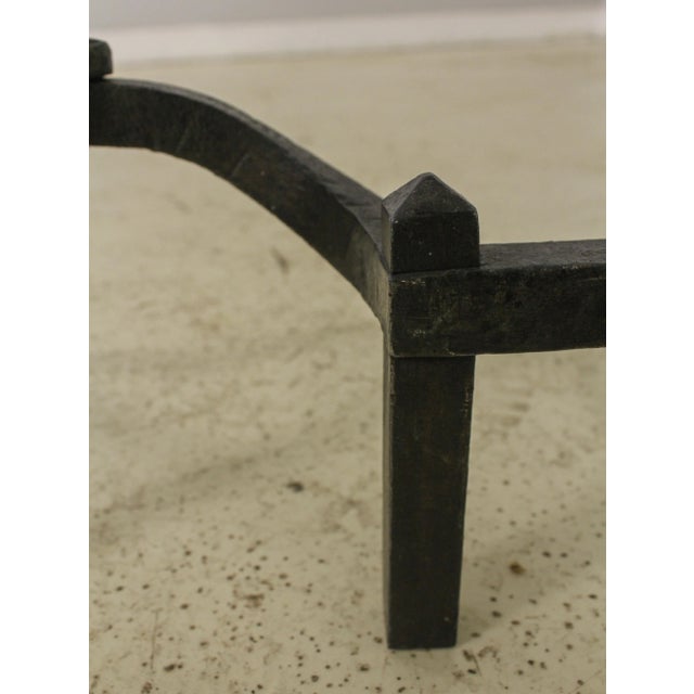 Pair Arts & Crafts Horse Head Forged Iron Fireplace Andirons For Sale - Image 9 of 13