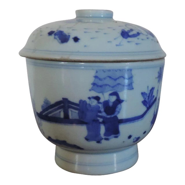 19th Century Chinese Blue & White Porcelain Jar and Cover For Sale