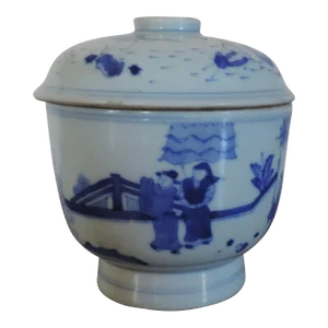 19th Century Chinese Blue & White Porcelain Jar and Cover