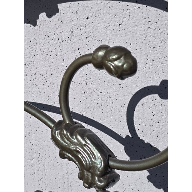 Vintage French Elliott's Designs Iron Gold Silver King Headboard & Footboard For Sale - Image 10 of 12