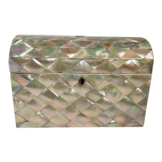 Late 19th Century Victorian Mother of Pearl Letter Box With Dome Top For Sale
