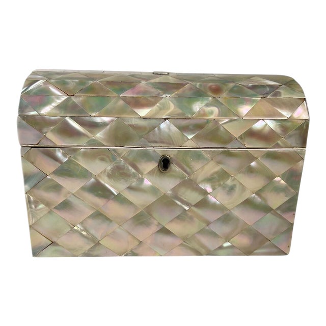 Late 19th Century Victorian Mother of Pearl Letter Box With Dome Top For Sale