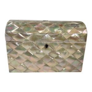 Late 19th Century Victorian Mother of Pearl Letter Box With Dome Top