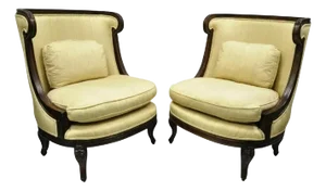 Late 20th Century Alexander & Mary John Richard Oversize Barrel Back Lounge Club Chairs - A Pair
