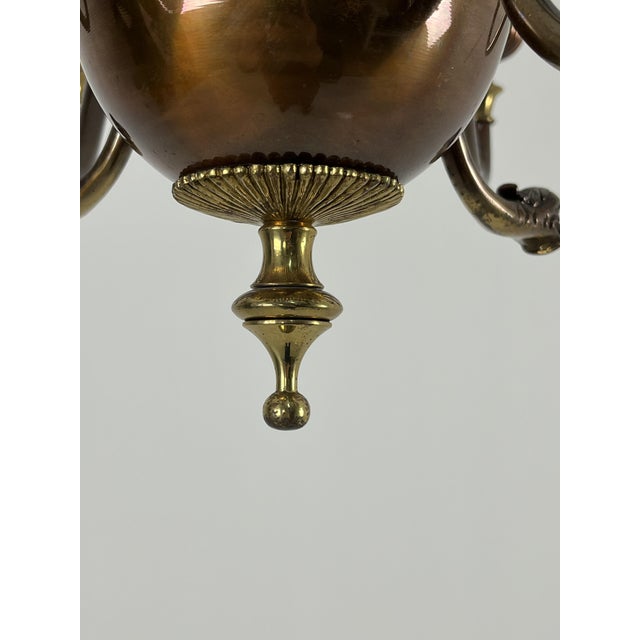 Mid-Century 8-Light Brass Chandelier, 1950s For Sale - Image 6 of 10