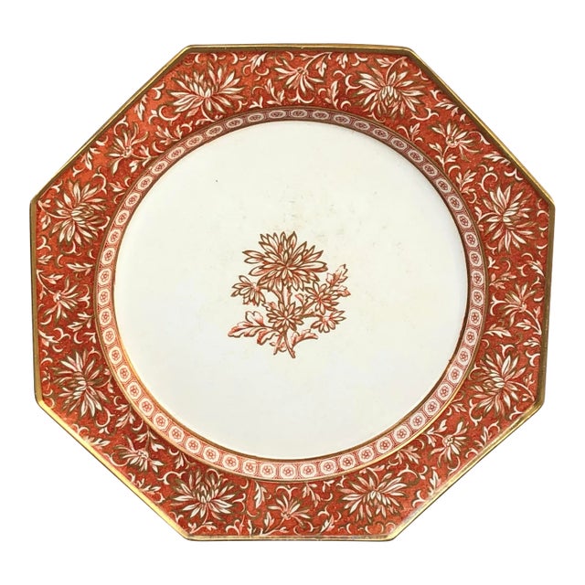 Antique Minton China Hexagonal Decorative Plate For Sale