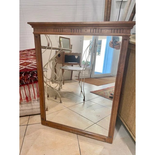 Wall Mirror in Brown Wood Frame For Sale - Image 5 of 5