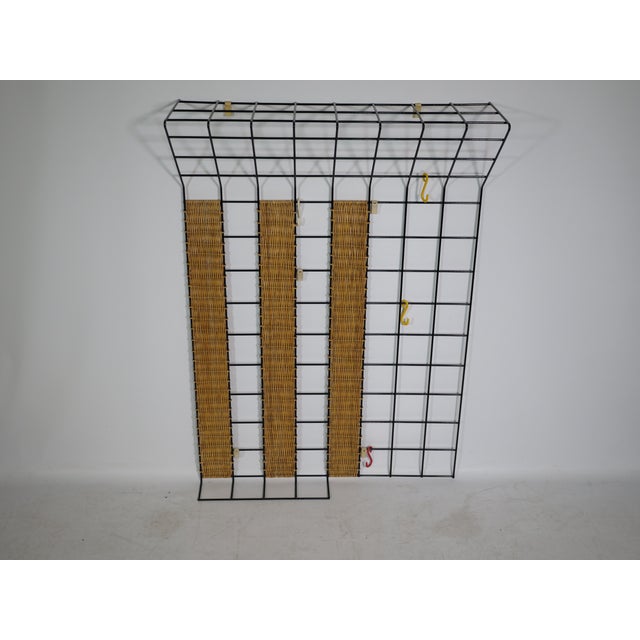 Elegant metal mesh wall-mounted coat rack by Karl Fichtel for Drahtwerke Erlau, dating from the 1960s. Rare model with...