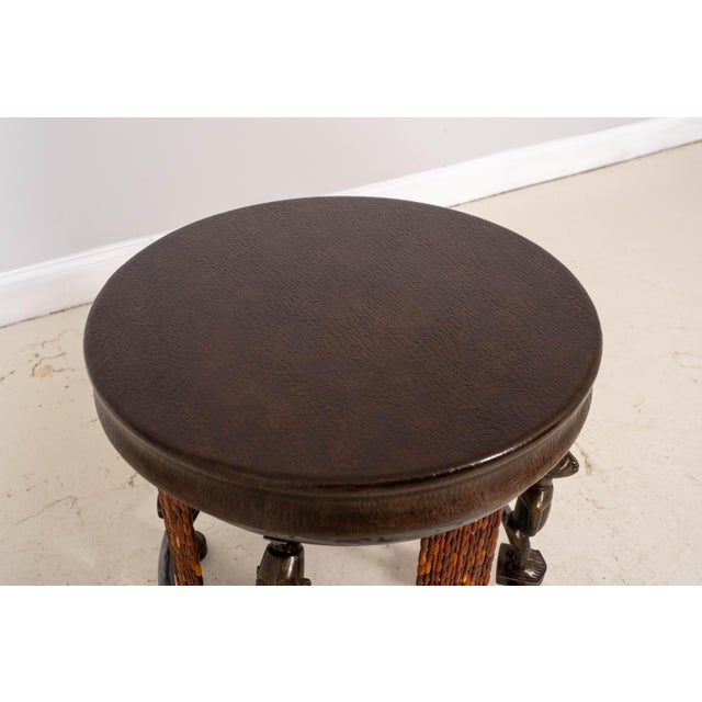 African Maitland-Smith African Style Leather Top End Table For Sale - Image 3 of 11