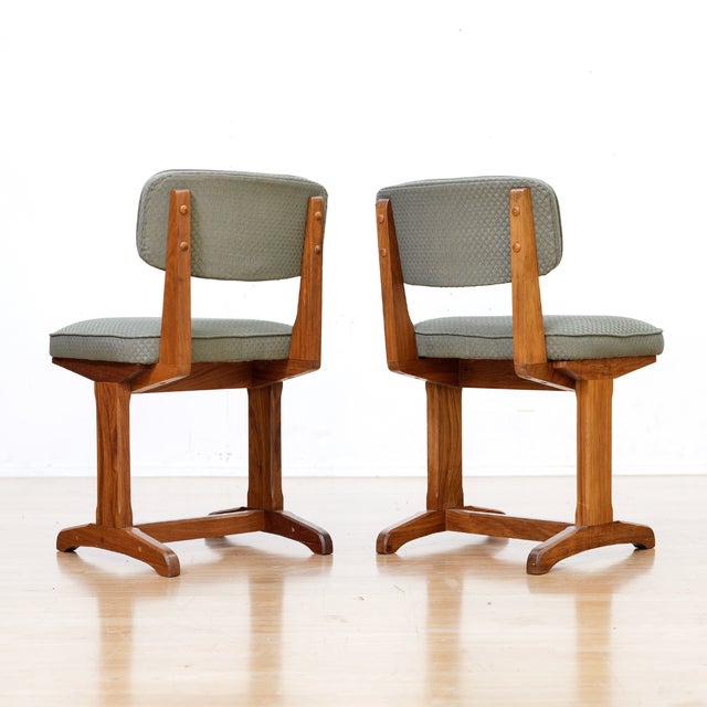 Brown Set of Six 1960s Solid Oak Craftsman Style Dining Chairs For Sale - Image 8 of 10