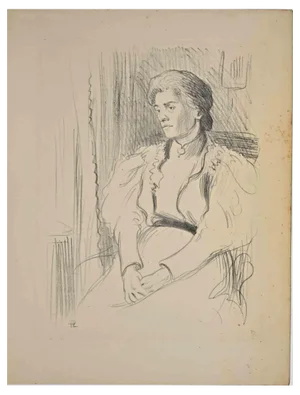 Hermann Paul, Portrait of a Lady, Pencil Drawing, 1890s