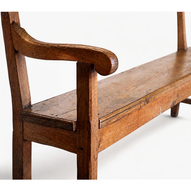 19th Century French Oak Open Arm Bench For Sale - Image 6 of 9