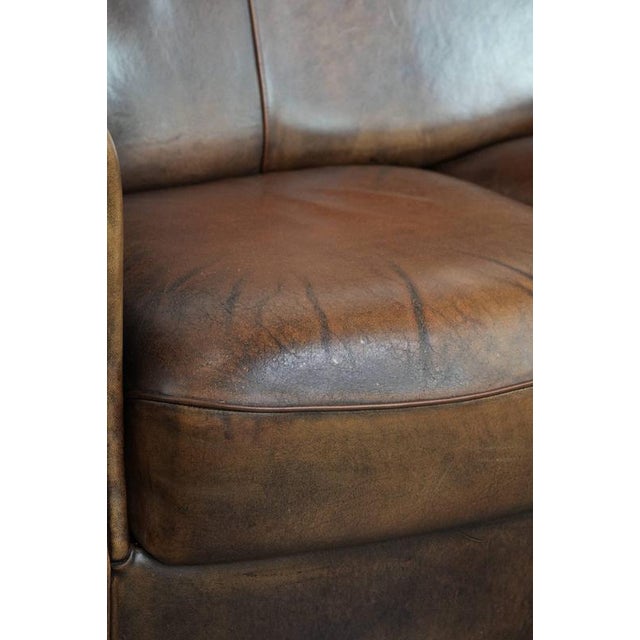 Vintage 2-Seater Club Sofa in Sheepskin with Decorative Nails For Sale - Image 13 of 17