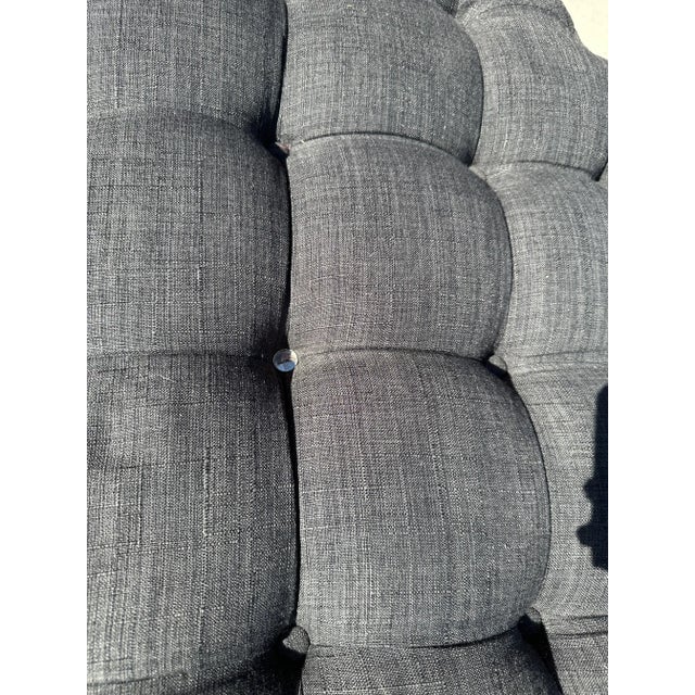 Gray Tufted Round Ottoman/Coffee Table For Sale In Palm Springs - Image 6 of 7