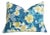 Designer Madcap Cottage Blue & Gold Floral Feather/Down Pillow 24" X 18" For Sale