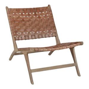 Matthew Izzo Home Woven Leather and Wood Lounge Chair