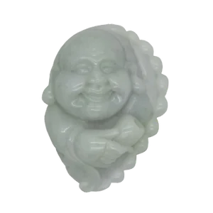 Jade Pendant Light Green Happy Buddha, Laughing Buddha Figure