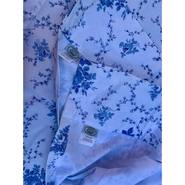 Blue Vintage Late Century 20th 1970-1999 Laura Ashley Sophia Blue Floral Window Panels, Lined, Rod Pocket- a Pair For Sale - Image 8 of 12