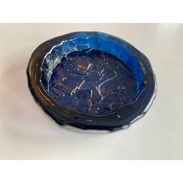 A very beautiful, handmade glass bowl from the Cobalt series by Göte Augustsson for Ruda Glasbruck from the 1960s. This...