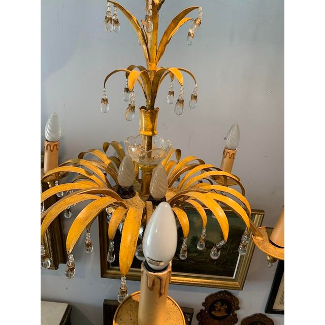 Metal Glass and Patinated Sheet Metal Chandelier, 1900s For Sale - Image 7 of 10