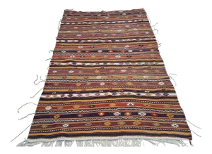 Vintage Striped Turkish Kilim Rug 4'6" X 7'2"