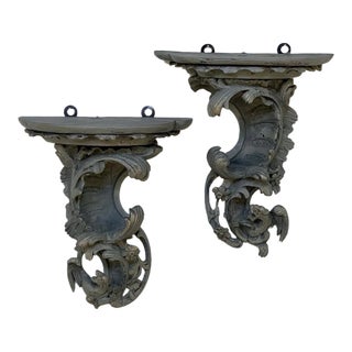 Pair 18th Century Rococo Period Painted Wall Sconces For Sale