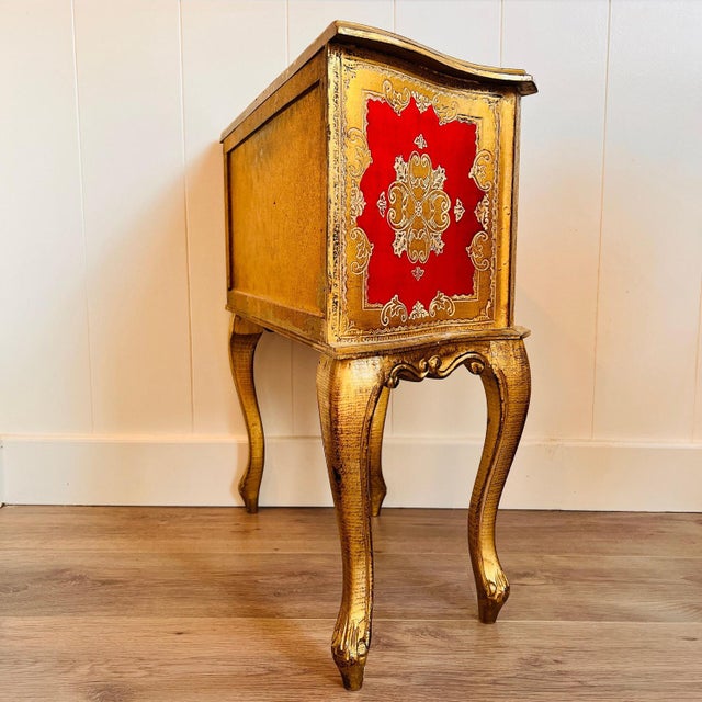 Metal Vintage Italian Cabinet in Gilded Wood, 1960s For Sale - Image 7 of 11