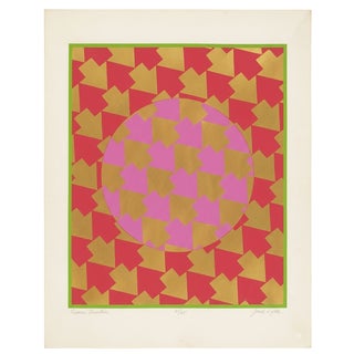 Metallic Op Art Mid-Century Silkscreen Poster in the Style of Vasarely, Escher For Sale