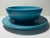 Boho Chic Vintage Pair of Ralph Lauren Wooden Serving Bowls With Under Liners in Blue - 4 pcs For Sale - Image 3 of 12