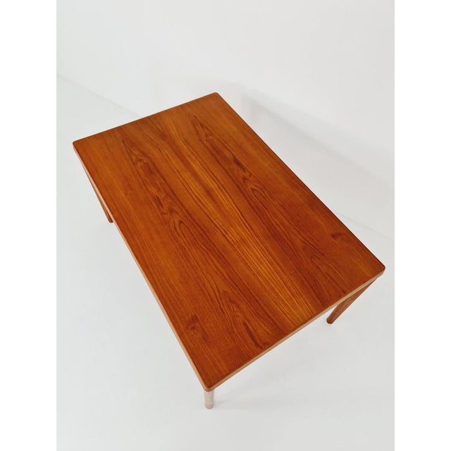 Danish Rectangular Teak Table with Two Extension Leaves by Henning Kjaernulf, 1960s For Sale - Image 3 of 12