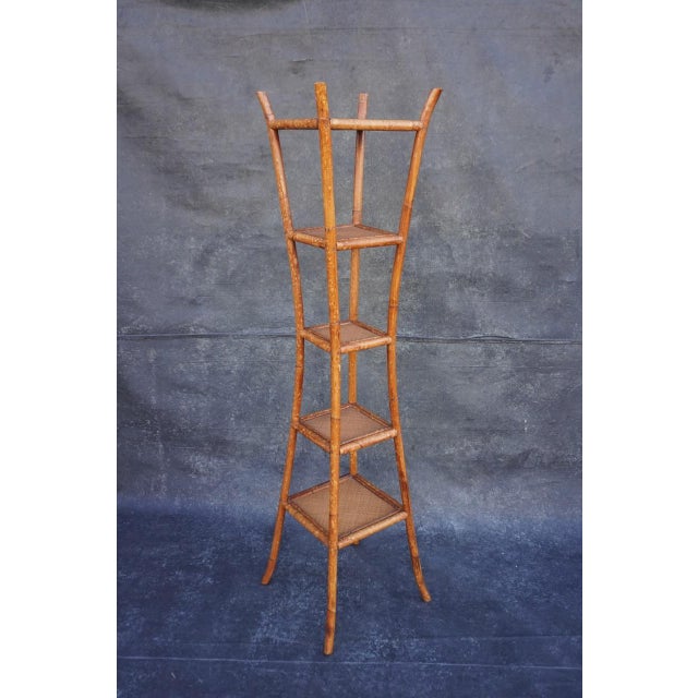 Antique Bamboo Ratan 5-Tier Corner Shelf For Sale In Los Angeles - Image 6 of 6