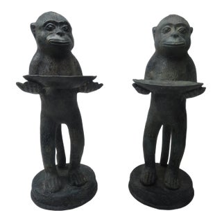 Mid 20th Century Whimsical Bronze Monkeys a Pair For Sale