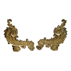 Late 19th Century French Bronze Dore Chenets - a Pair
