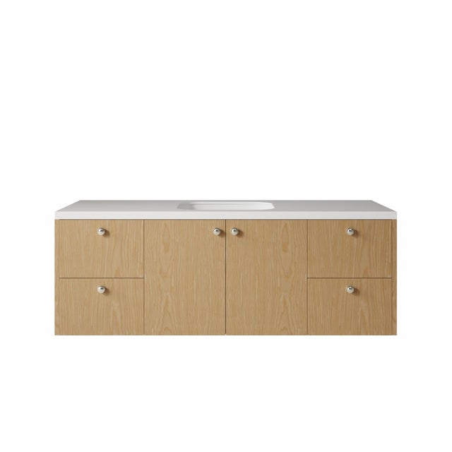 Floating Bathroom Vanity - 48" Width - Natural Wood Veneer - Handcrafted in Brooklyn, Ny For Sale - Image 10 of 10