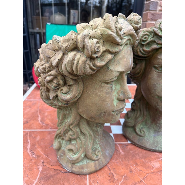 Up for consideration is a beautiful pair of art nouveau style stone planters. This would look lovely as indoor or outdoor...