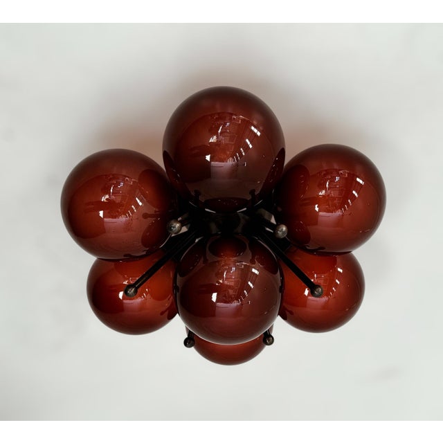 Italian Sakura Bronzed Frosted Amethyst Globe Flush Mount by Fabio LTD For Sale - Image 3 of 8