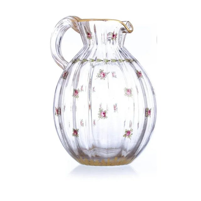 Louis Damon pair of jugs Art Deco French, circa 1900 in gummed glass, vegetalist decoration with gilt. Signed Damon, 20 Bd...