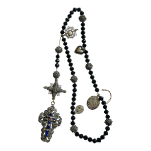 Gorgeous Antique Silver Filigree Catholic Rosary Religious