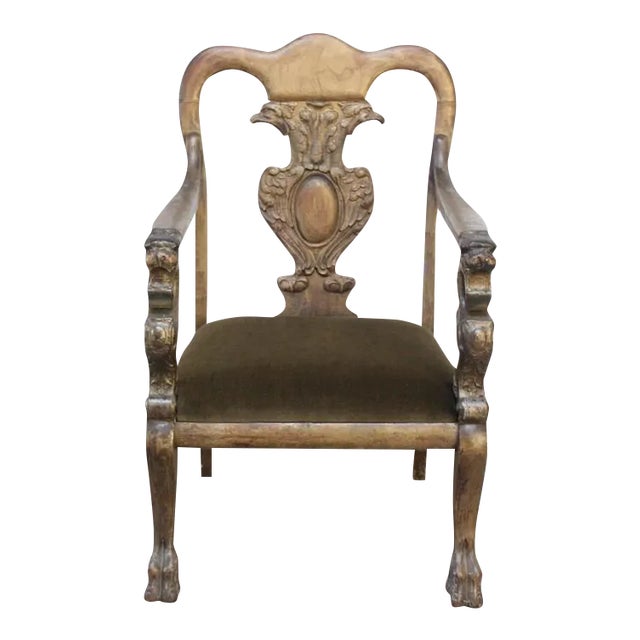 Majestic Odd Fellows Carved and Painted Armchair For Sale
