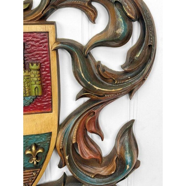 Plastic Vintage 38" Heraldry Coat of Arms Wall Art Hanging Sculpture For Sale - Image 7 of 14