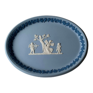 Vintage Wedgwood Light Blue Jasperware Cupid and Psyche Oval Tray